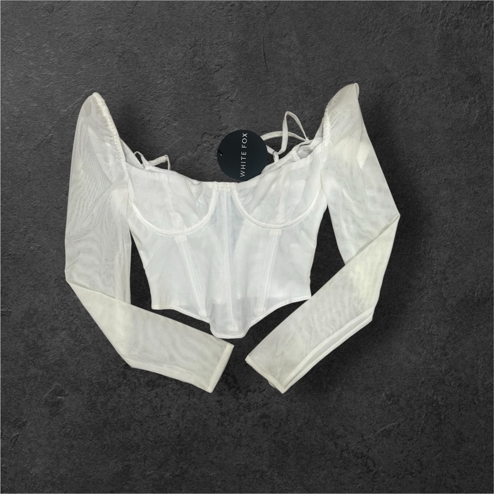 White Fox Boutique white Long Sleeve Crop Blouse